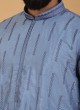 Sequins Work Blue Color Kurta Pajama