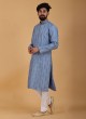 Sequins Work Blue Color Kurta Pajama