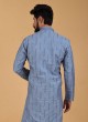 Sequins Work Blue Color Kurta Pajama