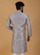 Digital Printed Kurta Pajama In Grey Color