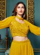 Designer Golden Yellow Thread Work Palazzo Suit