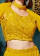 Designer Golden Yellow Thread Work Palazzo Suit