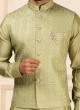 Readymade Olive Drab Color Nehru Jacket Set