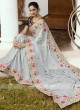 Grey Wedding Sari with Navy Blouse Piece