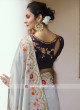 Grey Wedding Sari with Navy Blouse Piece