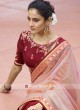 Light Pink and Maroon Half n Half Saree