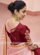 Light Pink and Maroon Half n Half Saree