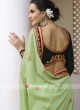 Pista Green Embroidered Sari with Blouse