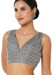 V Neckline Grey Readymade Blouse