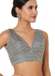 V Neckline Grey Readymade Blouse