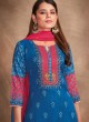 Shagufta Crepe Silk Salwar Kameez In Blue Color