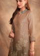 Shagufta Tussar Silk Salwar Kameez In Brown Color