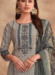 Shagufta Printed Salwar Kameez In Grey Color