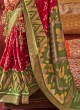 Cherry Red Patola Print Saree