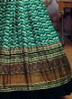 Fancy Printed Silk Gown In Green Color
