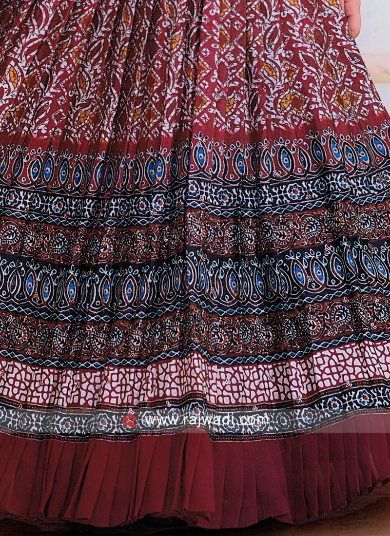 Light Wine Batik Print Gown In Silk