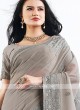 Grey Color Lucknowi Work Saree