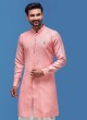 Brocade Pink And White Indowestern