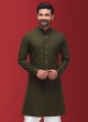 Cotton Silk Mehendi Green Color Indowestern