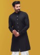 Black Cotton Silk Indowestern For Wedding