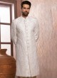 Off White Embroidered Groom Sherwani