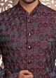 Thread Embroidered Indowestern In Maroon Color