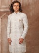 Light Grey Lucknowi Asymmetric Indowestern