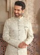 Light Olive Green Indowestern With Embroidered Work