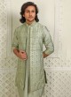 Jacket Style Indowestern In Pista Green Color