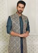 Fancy Long Nehru Jacket Set With Thread Work