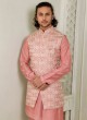 Festive Wear Gajri Pink Nehru Jacket Set