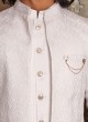 White Embroidered Nehru Jacket Set For Men