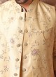 Light Yellow Embroidered Nehru Jacket Set