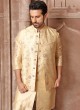 Light Yellow Embroidered Nehru Jacket Set