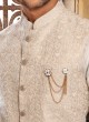 Lucknowi Embroidered Nehru Jacket Set For Men