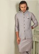 Grey Thread Embroidered Men's Nehru Jacket Set