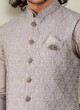 Grey Thread Embroidered Men's Nehru Jacket Set