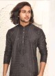 Embroidered Black Wedding Wear Kurta Pajama