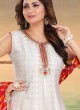 White Anarkali Suit with Orange Dupatta