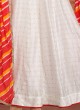 White Anarkali Suit with Orange Dupatta