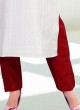 White and Red Chanderi Silk Pant Salwar Suit