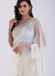 Gorgeous Off White Embroidered Organza Saree