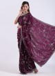 Designer Diamond Work Fancy Saree In Wine Color