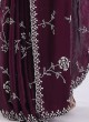 Designer Diamond Work Fancy Saree In Wine Color