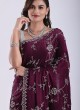 Designer Diamond Work Fancy Saree In Wine Color