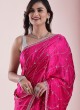Elegant Deep Pink Embroidered Crepe Chiffon Saree