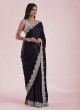 Crepe Chiffon Wine Wedding Wear Saree