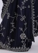 Navy Blue Saree Embellished with Diamonds