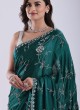 Diamonds Studded Rama Green Festive Saree