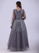 Grey Diamond Embellished Wedding Gown